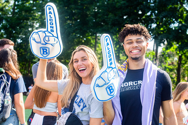 Fans pointed their Falcon teams to victory on the gridiron, soccer pitch and volleyball court.