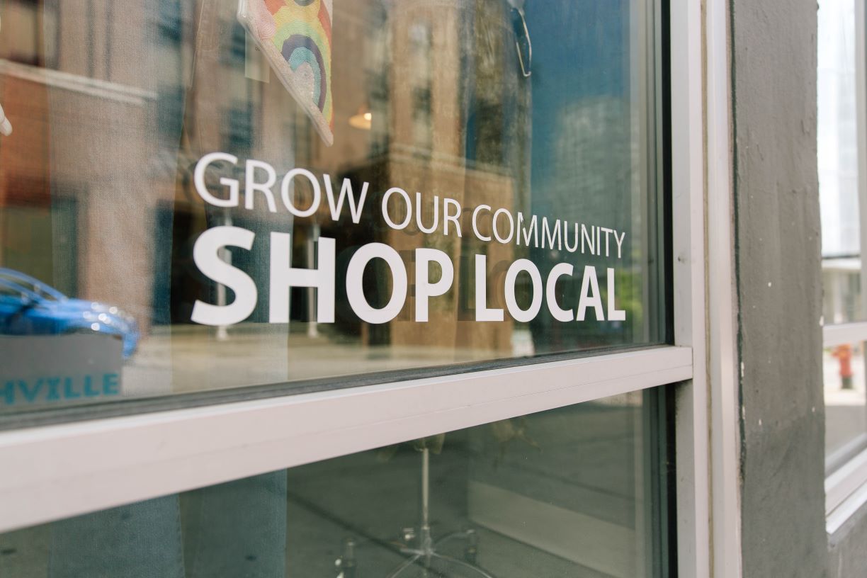 Glass window of shop