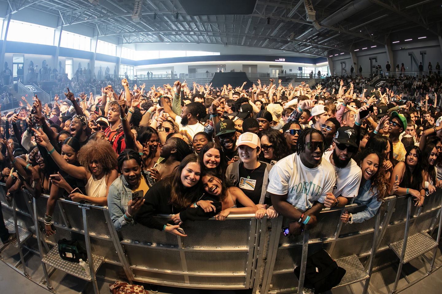 Crowd of student concert-goers gathered in the Bentley Arena