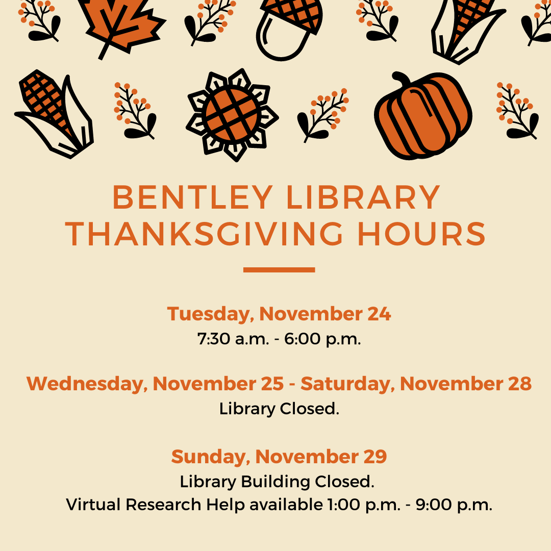 Library closes at 6:00pm on Tuesday November 24 for Thanksgiving Break. Online Reference Service will resume from 1:00pm to 9:00pm on Sunday November 29.