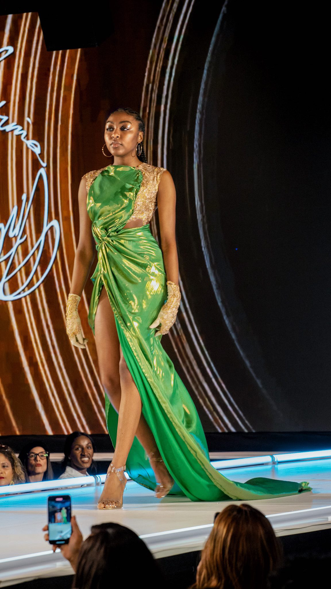 Neyheymee Mondiere walking the runway at New York Fashion Week