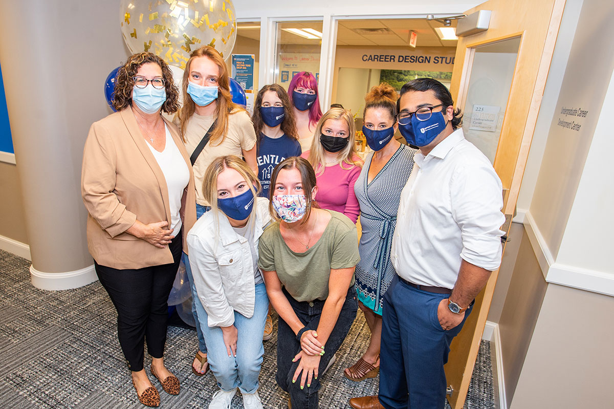 Students and staff in the new Pulsifer Career Development Center.