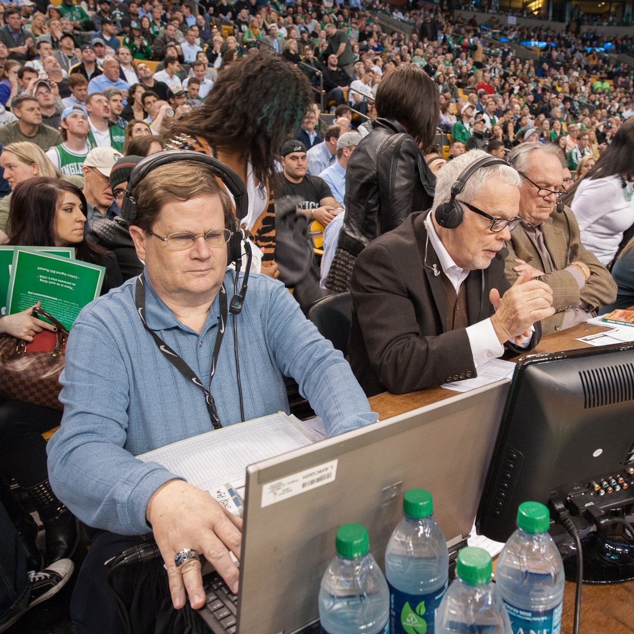 Dick Lipe with Mike Gorman and Tommy Heinsohn