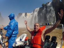 Bentley Student in front of Iguazu Falls in Brazil