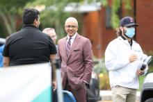 President Chrite greets students and staff on move in day 2021