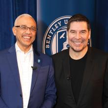 President Chrite and J. Paul Condrin III ’83, P ’19 ’22, chair of the board of trustees