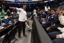 Celtics staffer addresses participants at Celtics Career Day presented by Bentley University