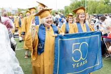 The Class of 1974 marches in the Commencement procession