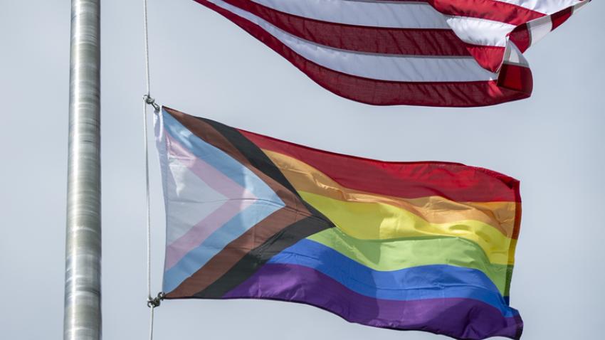 Progress Flag waving in air