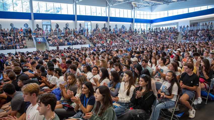 Students listen to convocation address