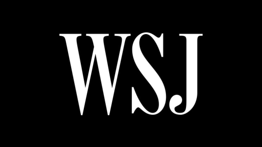 Wall Street Journal logo, with the letters W, S and J in white on black background.