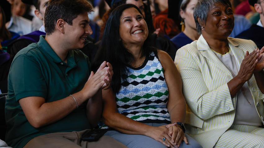 Emotional crowd at the Bentley Class of 2028 convocation ceremony