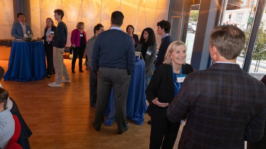 Attendees networking at the Bentley-Gallup event in Boston