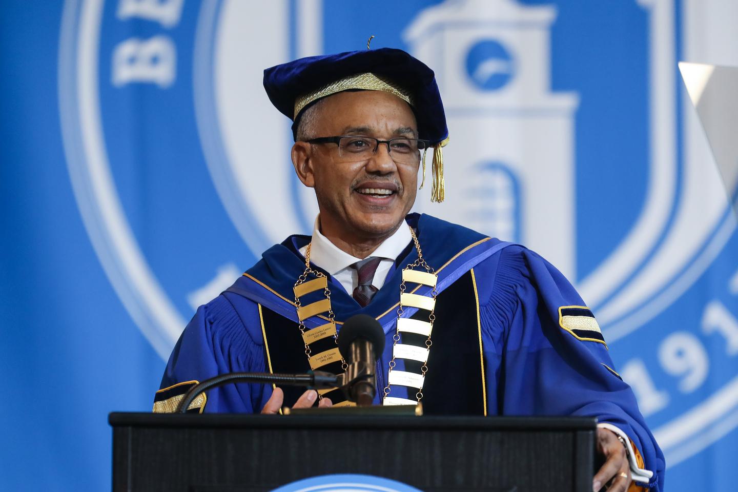 Bentley University President E. LaBrent Chrite speaks at Convocation 2021