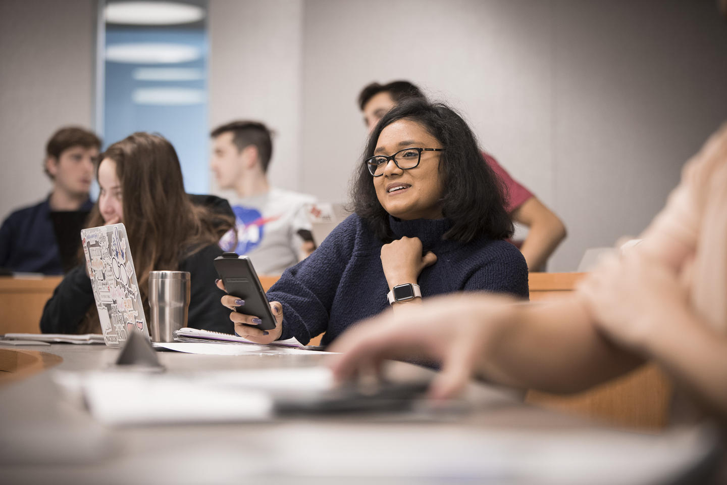 female student in class