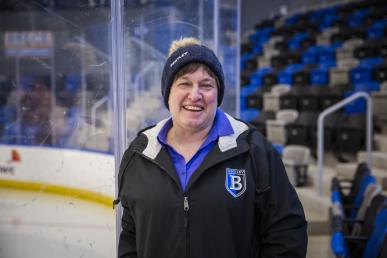 Professor Lynn Wolf in the Bentley Arena 