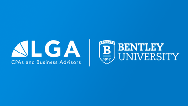 This image contains the logos for both Bentley University and LGA CPAs and Business Advisors